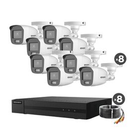 kit turbohd 1080p  dvr 8 canales  8 cámaras bala colorvu con microfono integrado  fuente de poder  accesorios de instalación234