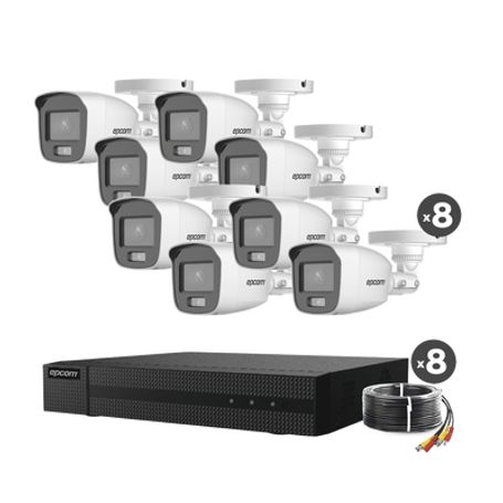 Kit Turbohd 1080p / Dvr 8 Canales / 8 Cámaras Bala Colorvu Con Microfono Integrado / Fuente De Poder / Accesorios De Instalación