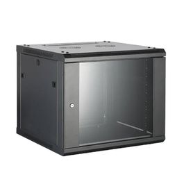 gabinete para montaje en pared  piso  puerta de cristal templado  cuerpo fijo  9 unidades de rack  19  fabricado en acero