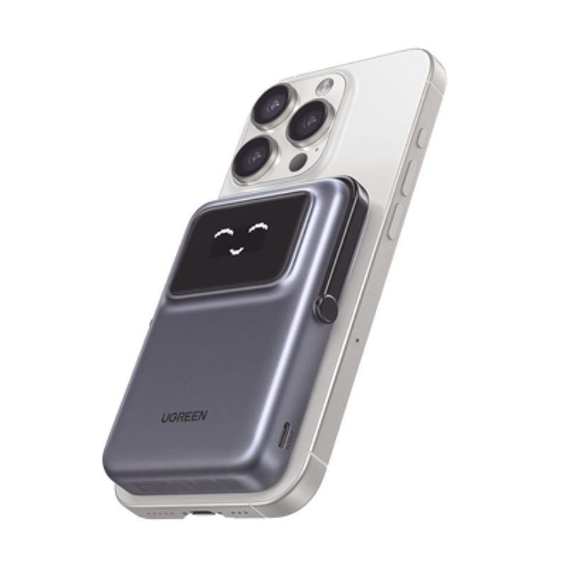 Power Bank Serie Uno Inalambrico  10000mah  7.5w/20w    Con Emojis De Estado  Carga Rápida Usbc Bidireccional   Pantalla Tft  In