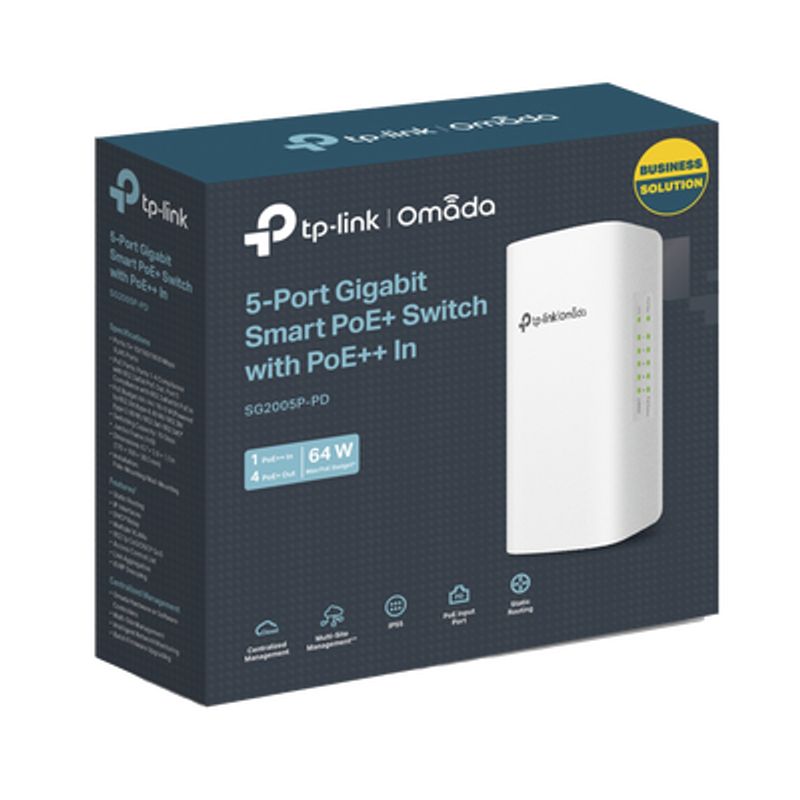 Switch Poe Omada Para Exterior / 1 Puerto Poe In 802.3 Af/at/bt / 4 Puertos Poe Out Gigabit / Adminstración Centralizada Omada