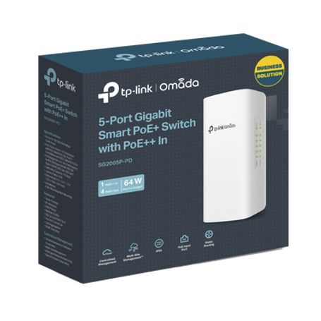 switch poe omada para exterior  1 puerto poe in 8023 afatbt  4 puertos poe out gigabit  adminstración centralizada omada236947