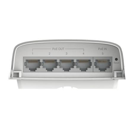 Switch Poe Omada Para Exterior / 1 Puerto Poe In 802.3 Af/at/bt / 4 Puertos Poe Out Gigabit / Adminstración Centralizada Omada