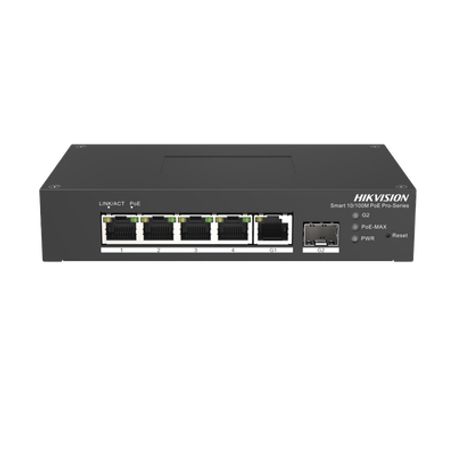 Switch Poe / Administrable / 4 Puertos 10/100 Mbps Poe / 1 Puerto 1000 Mbps Uplink / 1 Puertos Sfp  /  Configuración Nube Hikpar