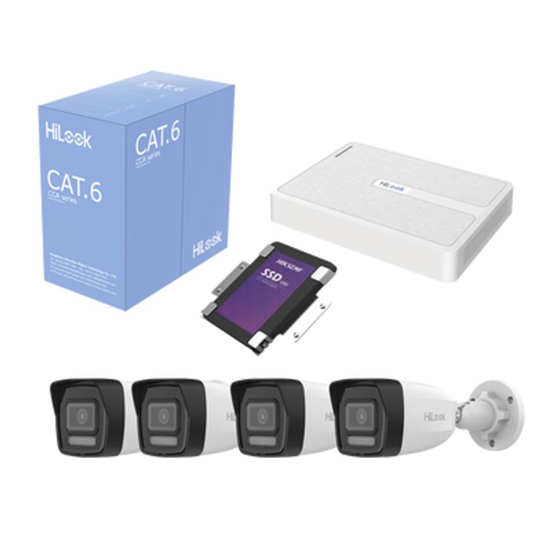 Kit Ip 2 Megapixel / Nvr De 8 Canales Con 8 Puertos Poe / 4 Cámaras Ip Bala Para Exterior / Micrófono Integrado / Bobina De Cabl