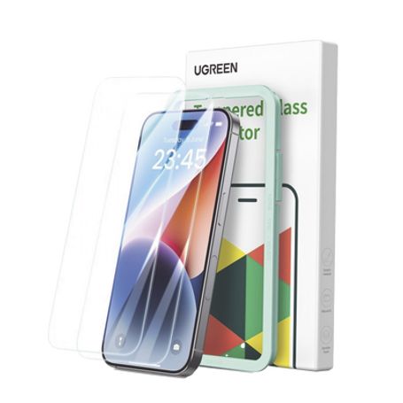 Protector De Pantalla Ugreen Hd Con Marco De Instalación Para Iphone 16 Pro Max (paquete De 2)