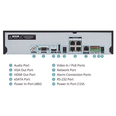 Nvr 4k  4 Canales Ip  4 Puertos Poe  Intelligent Codec  Incluye Hdd De 2tb  4 Entradas Y 1 Salida De Audio  4 Entradas Y 1 Salid