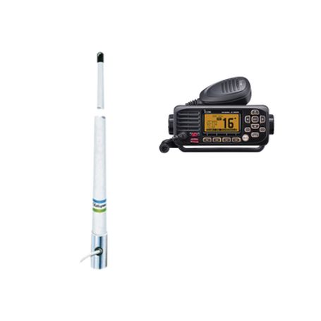 Kit De Radio Móvil Vhf Marino Modelo Icm220/13 Y Antena Marina Shakespeare En Fibra De Vidrio 5101