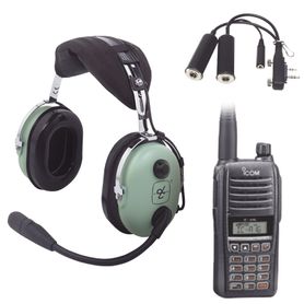 kit radio portátil aéreo icom con auricular david clark para aviación general