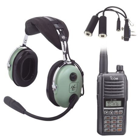 Kit Radio Portátil Aéreo Icom Con Auricular David Clark Para Aviación General