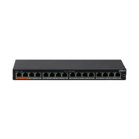 Dahua Dhpfs301616gt190  Switch Poe Gigabit De 16 Puertos Poe Gigabit/ 190 Watts Totales/ Los 2 Puertos Naranjas Soportan Hipoe E