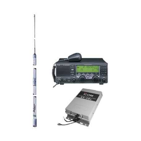 kit de radio icm700pro con sintonizador de antena at141 y antena hf shakespeare 393