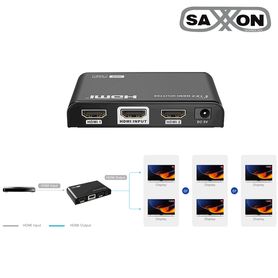 saxxon lkv312hdrv20  divisor de video hdmi 4k de 1 entrada y 2 salidas soporta resolución 4kx2k 30hz 1080p full hd distancia de