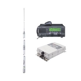 kit de radio icm700pro con sintonizador de antena at130 y antena hf shakespeare 393