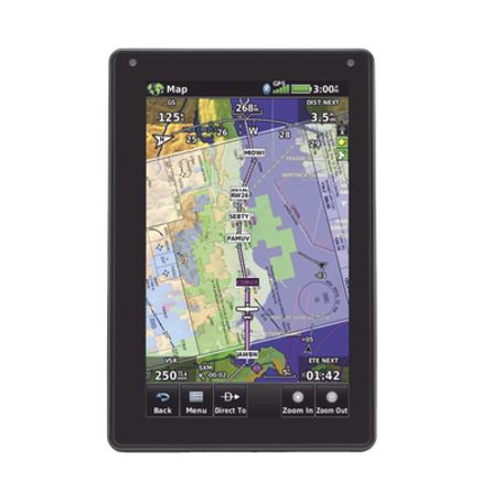 navegador portátil aera 760 muestra información de trafico aéreo y una excelente visualización por medio de su  pantalla con vi