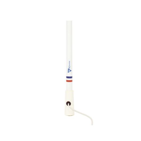 Antena Marina Vhf En Fibra De Vidrio En Rango De 156 A 163 Mhz Incluye 10 Metros De Cable Y Conector Pl259 Macho.