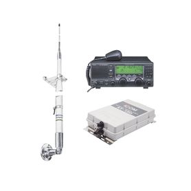 kit de radio icm700pro con sintonizador de antena at130 y antena hf shakespeare 390