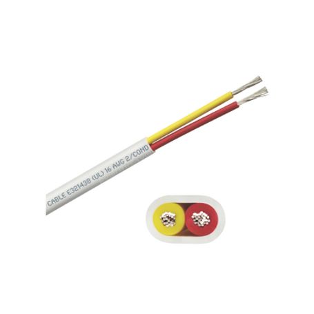 rollo de cable plano grado marino calibre 16  de 2 conductores rojo y amarillo de 250 pies 762 m