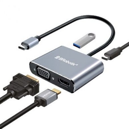 Docking Station USB C 4 EN 1 HDMI/USB A/USB C/VGA. BROBOTIX 6000687  TL1 