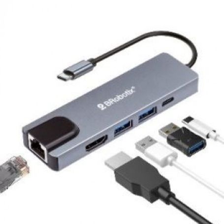Docking Station USB C 5 en 1 HDMI/RJ45 GIGABIT/USB A/USB C/VGA. BROBOTIX 6000694 TL1 