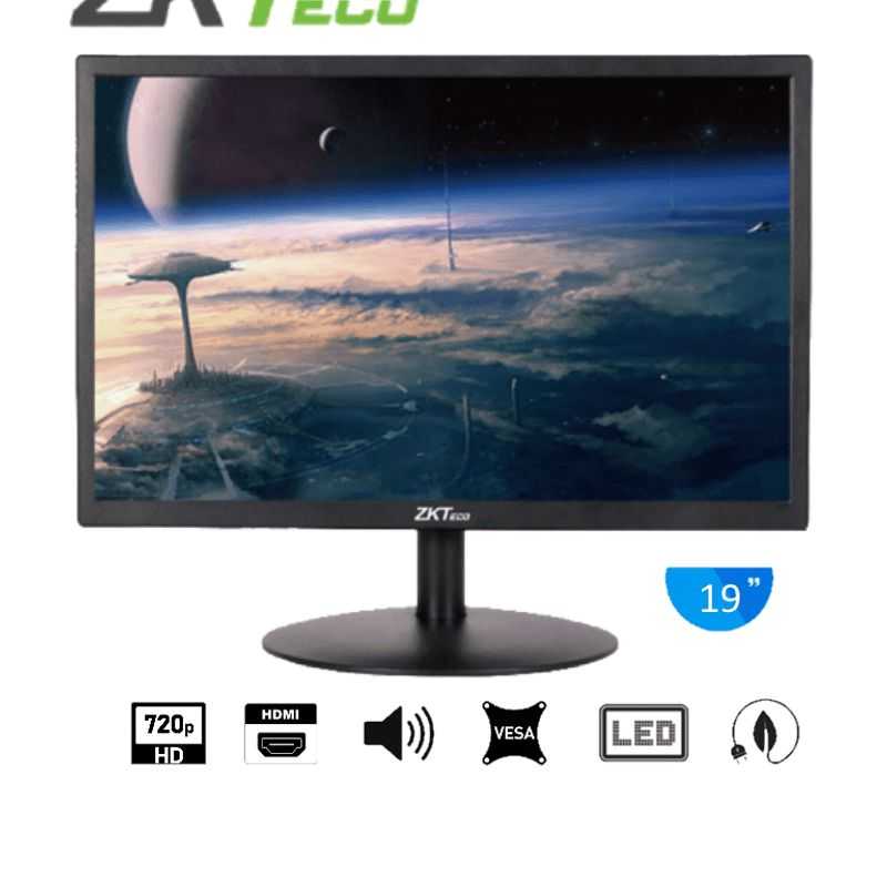 Zkteco Zd192k  Monitor Led Hd De 19 Pulgadas / Resolución 1440 X 900 / 1 Entrada De Video Hdmi Y 1 Vga / Altavoces Incorporados 