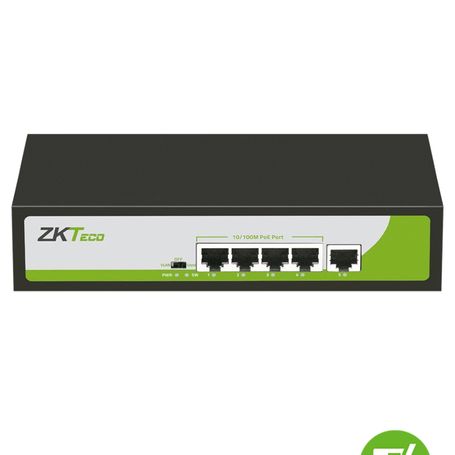 Zkteco Pe04155c  Switch De 4 Puertos Fast Ethernet / 4 Puertos Poe 10/100 / 1 Puerto Rj45 10/100 / Soporta Hasta 250mts Sobre Ut