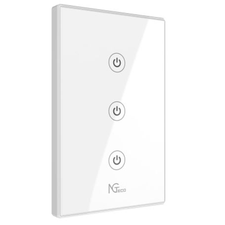 Ngteco Ngs103  Apagador Inteligente Wifi 3 Botones Touch / Control Remoto Via App / Control Por Voz / Temporizador / Panel Tácti