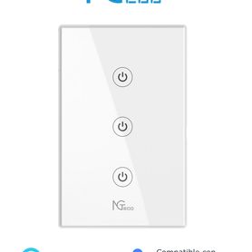 ngteco ngs103  apagador inteligente wifi 3 botones touch  control remoto via app  control por voz  temporizador  panel táctil d