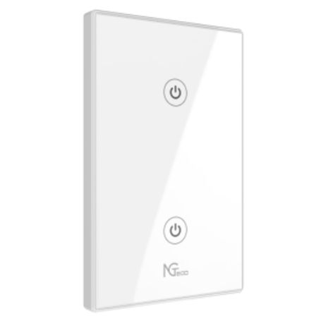 Ngteco Ngs102  Apagador Inteligente Wifi 2 Botones Touch / Control Remoto Via App / Control Por Voz / Temporizador / Panel Tácti