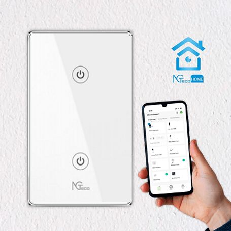 Ngteco Ngs102  Apagador Inteligente Wifi 2 Botones Touch / Control Remoto Via App / Control Por Voz / Temporizador / Panel Tácti