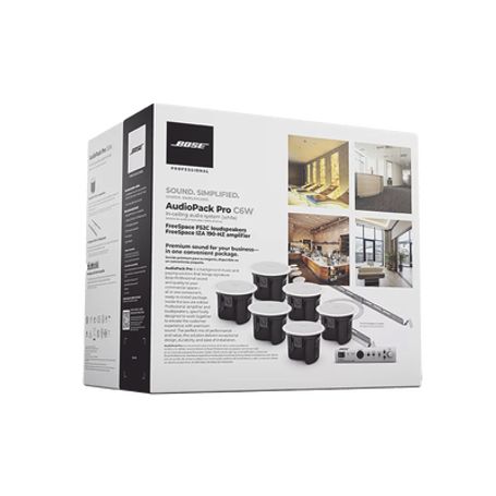 kit de audio freespace  6 altavoces de plafón  amplificador  color blanco  ideal para audio ambiental