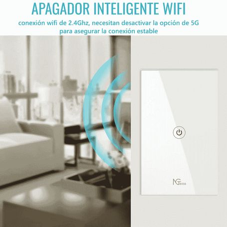Ngteco Ngs101  Apagador Inteligente Wifi 1 Botón Touch / Control Remoto Via App / Control Por Voz / Temporizador / Panel Táctil 