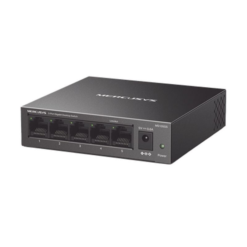 Switch No Administrable / Para Escritorio / Carcasa De Metal / 5 Puertos 10/100/1000 Mbps / Diseno Compacto / Plug And Play
