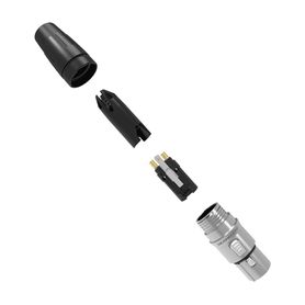 conector hembra xlr de 3 núcleos con carcasa de acero inoxidable y contactos chapados en oro235680