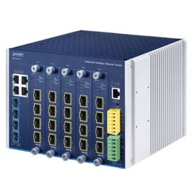 switch modular industrial capa 3  5 slots  4 puertos gigabit rj45  4 puertos sfp 10g  rango de temperatura 4075°c  entrada de p
