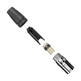 conector macho xlr de 3 núcleos con carcasa de acero inoxidable y contactos chapados en oro235681