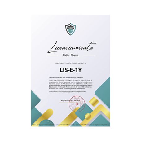 Paquete Licencia 1 Ano  (5 En 1) Para Funciones Avanzadas Firewall Modelo Z5100 Series