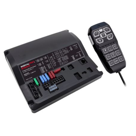 sirena vehicular de 200w de potencia programable con controlador unimando de 15 botones para control de tonos 12 salidas auxili
