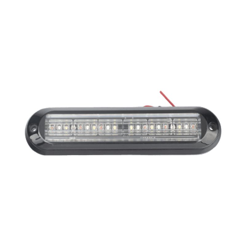 Luz Auxiliar Ultra Brillante  Ip67 De 18 Leds Color Rojo/azul/ambar Con Mica Transparente Y Bisel Negro