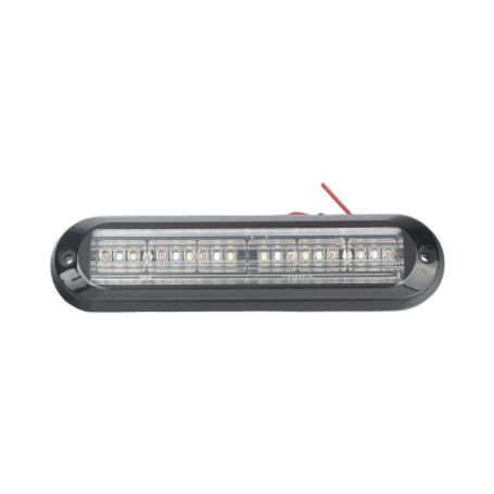 Luz Auxiliar Ultra Brillante  Ip67 De 18 Leds Color Rojo/azul/ambar Con Mica Transparente Y Bisel Negro