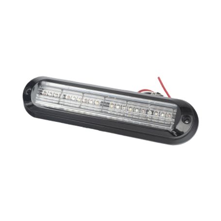 Luz Auxiliar Ultra Brillante  Ip67 De 18 Leds Color Rojo/azul/ambar Con Mica Transparente Y Bisel Negro