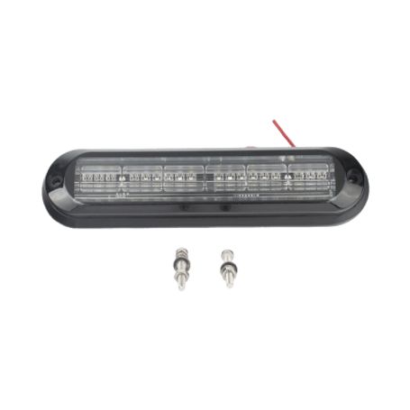 Luz Auxiliar Ultra Brillante  Ip67 De 18 Leds Color Rojo/azul/ambar Con Mica Transparente Y Bisel Negro