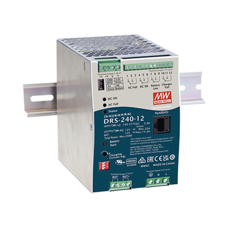 Fuente De Poder Industrial De 240w Con Cargador De Baterias Salida 48vcc 5a Para Montaje Riel Din