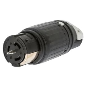 conector industrial de bloqueo  50a 3fases delta 250v ca  3polos 4hilos conector hembra  color negro y blanco