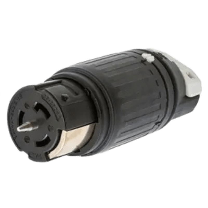 Conector Industrial De Bloqueo / 50a 3fases Delta 250v Ca / 3polos 4hilos/ Conector Hembra / Color Negro Y Blanco