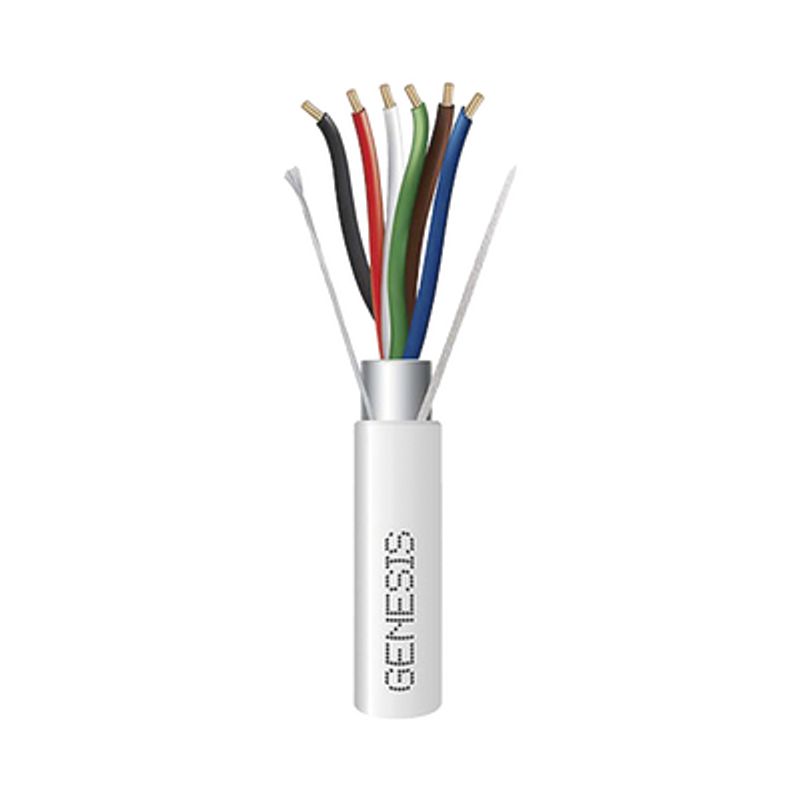 Bobina De 305 Metros / Cable De Cobre / 6 X 18 Awg  / Para Interior / Color Blanco / Blindado / Para Aplicaciones De Alarmas De 