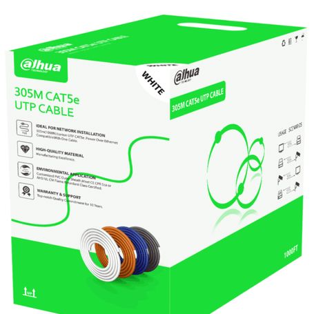 Dahua Pfm922i5eunc  Bobina De Cable Utp Cat5e/ Cca/ 305 Metros/color Blanco/ Uso Interior/ Cubierta De Frpvc (rohs Compliant)/ 