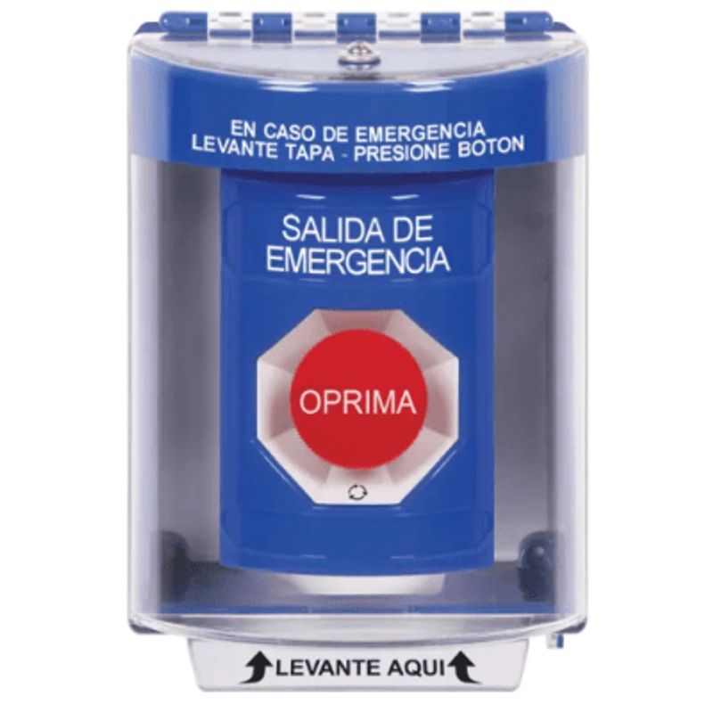 Botón Multipropósito Color Azul De Superficie Con Tapa De Policarbonato Sin Bocina Para Interior/exterior Llave Para Restablecer