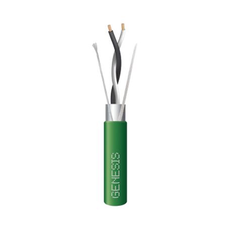 Bobina De 305 Metros De Cable Blindado / 2 X 22 Awg / Uso Interior / Verde / Tipo Cmpcl3p Fplp Ft6 / Ul De Comunicación De Datos