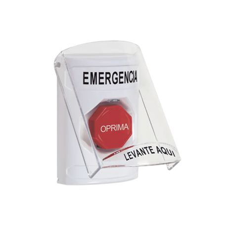 botón multipropósito color blanco de superficie con tapa de policarbonato con bocina pre alarma para interior llave para resta